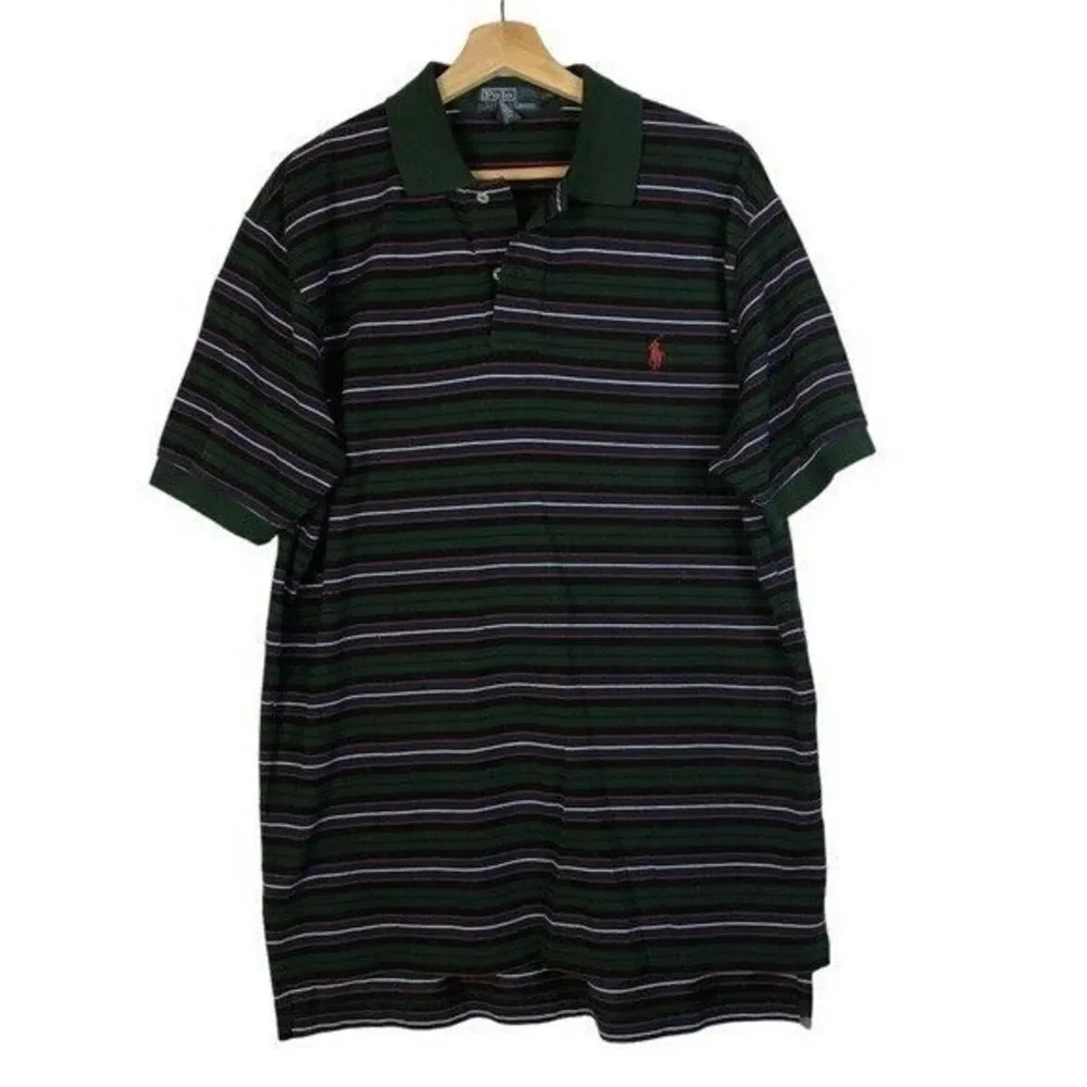 Polo Ralph Lauren Hunter Green Stripe Short Sleeve Polo L